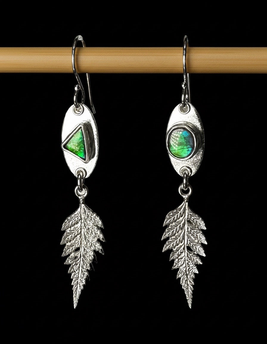 Ammolite Fern Drop Earrings