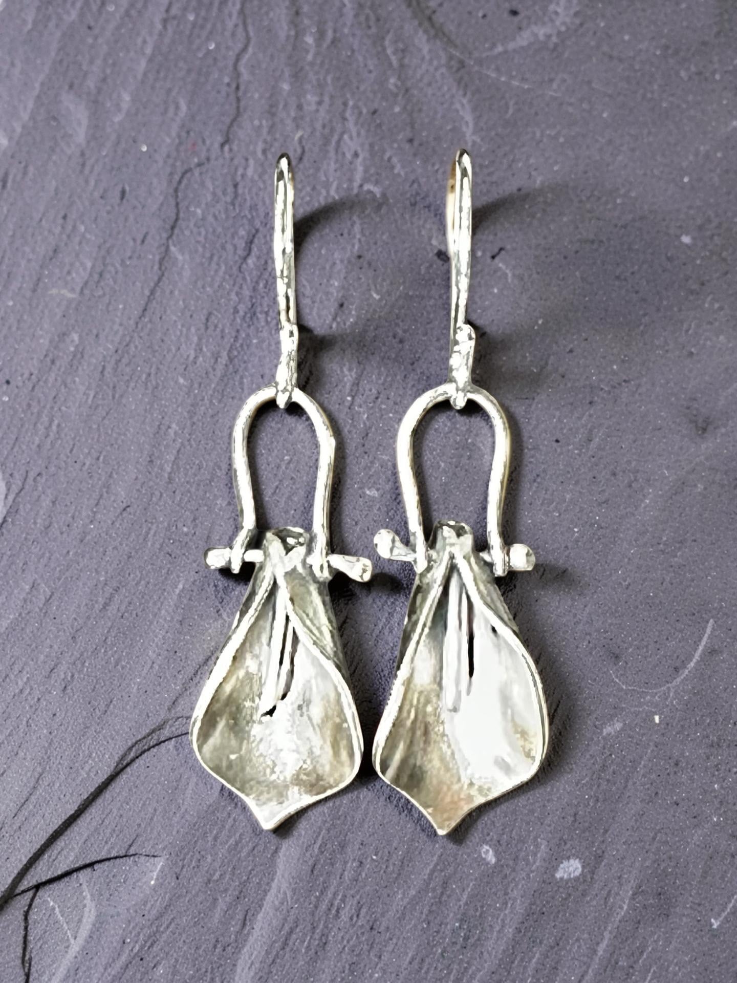 Calla Lily Earrings in Fine Silver