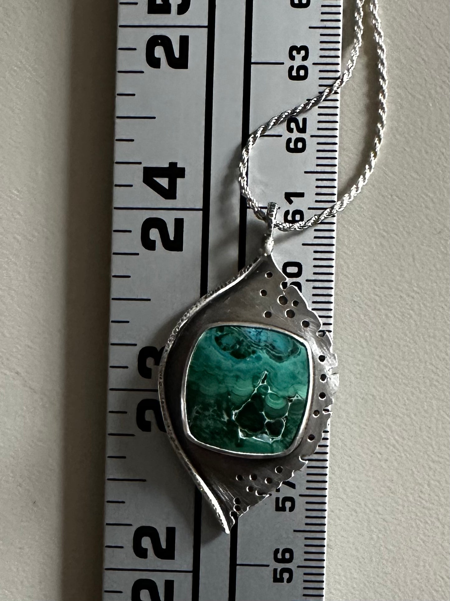 Malachite Chrysocolla Leaf Pendant