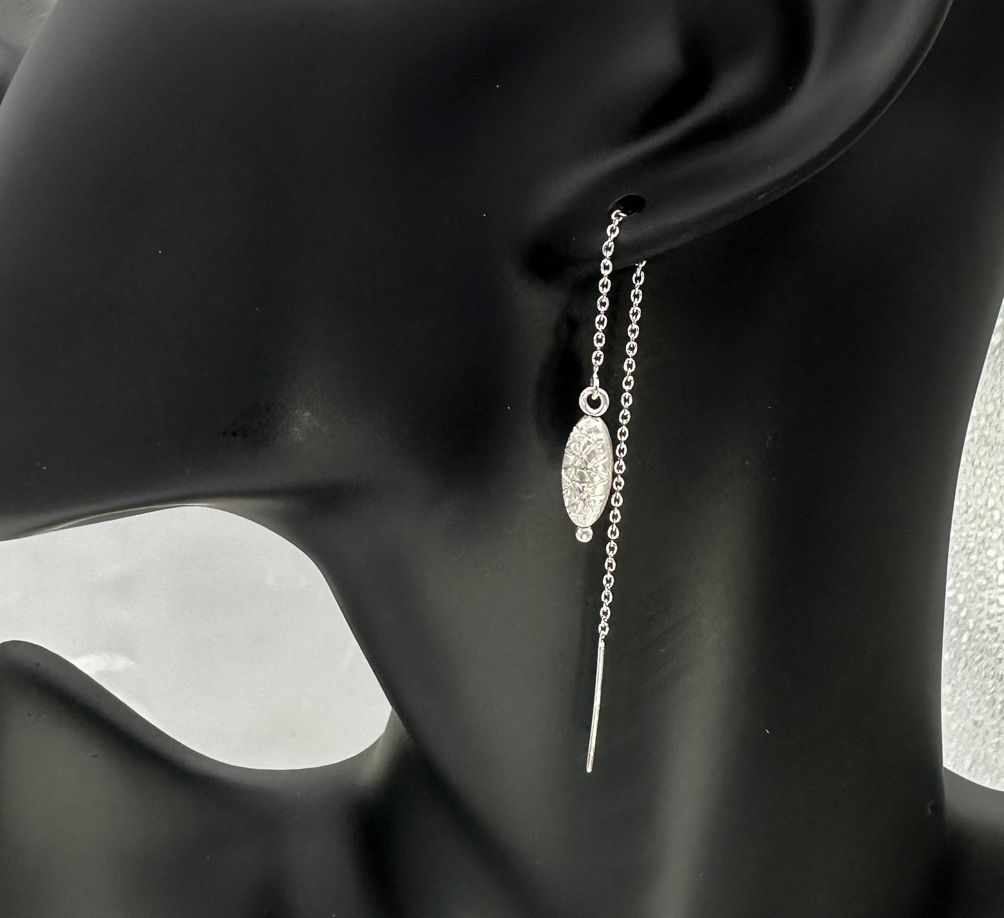 Hollow Form Oval Bead Thread Earrings