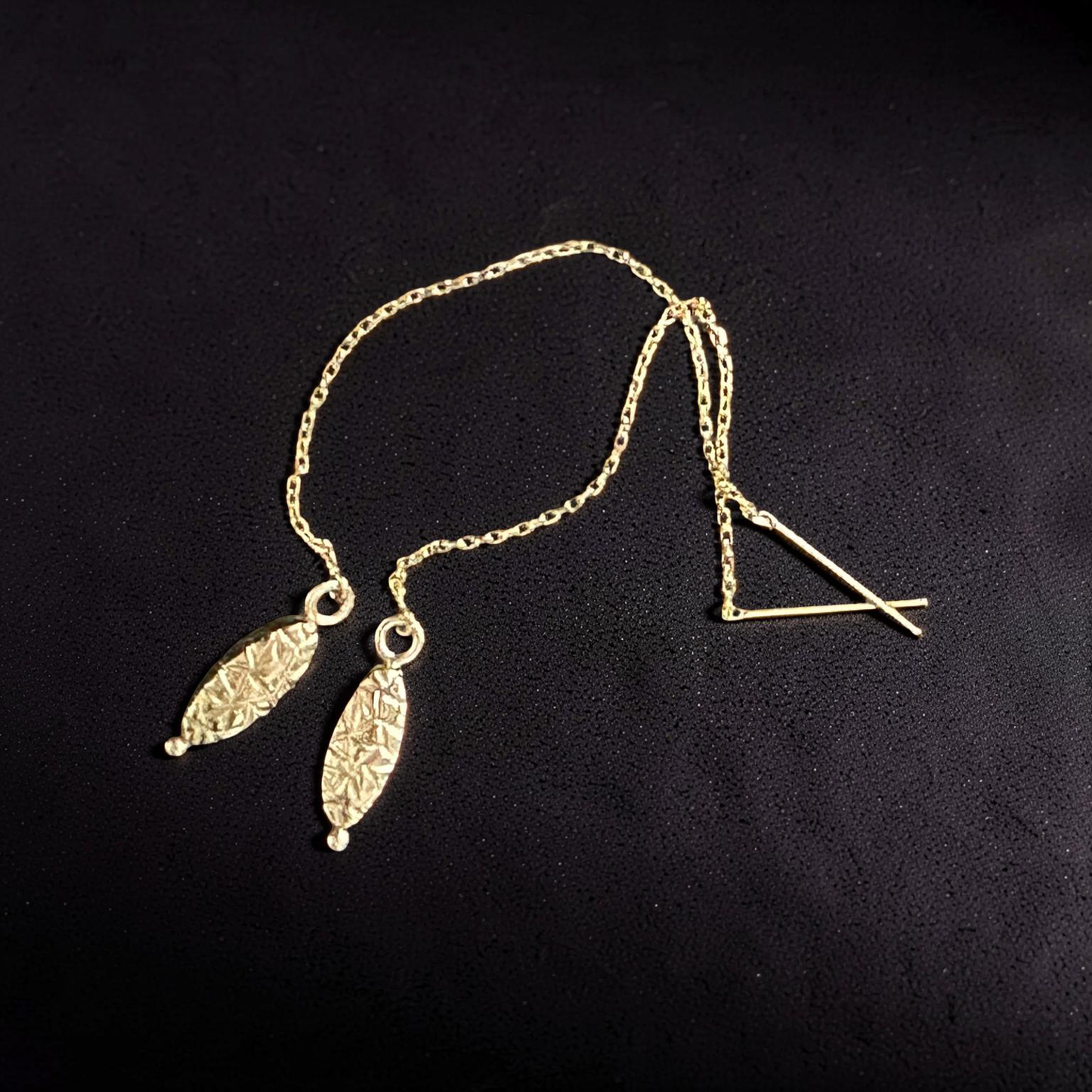 14k gold hollow form bead ear threads