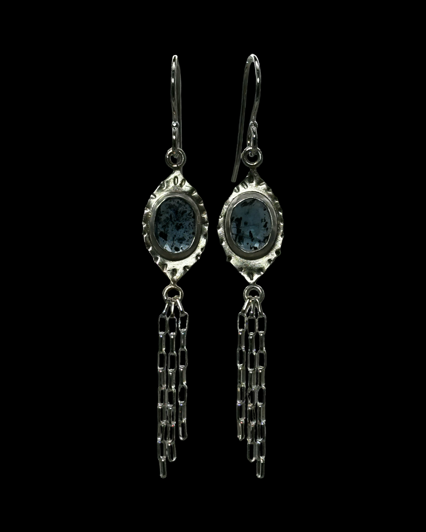 Teal Moss Kyanite Dangle Earrings