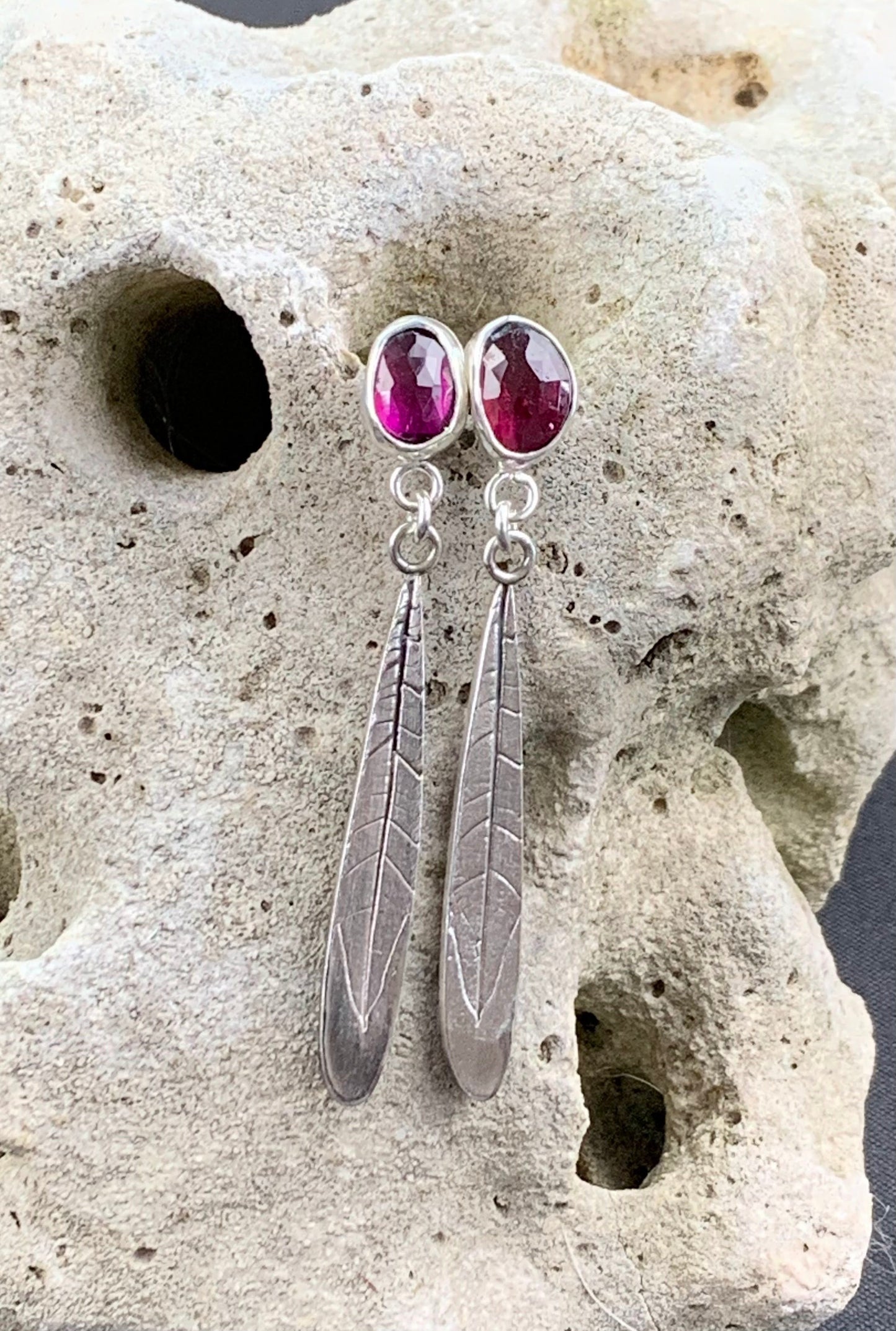 Garnet or Kyanite Leaf Drop Studs