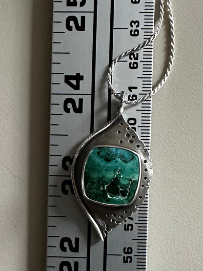 Malachite Chrysocolla Leaf Pendant