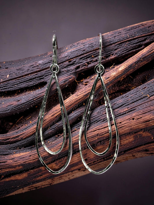 Hammered Wire Teardrop Earrings