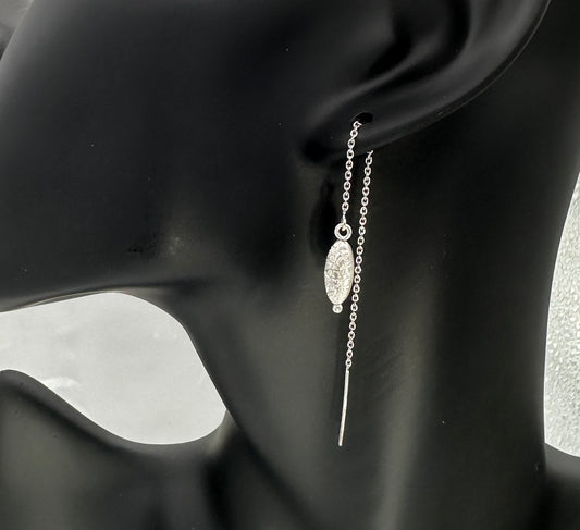 Hollow Form Oval Bead Thread Earrings