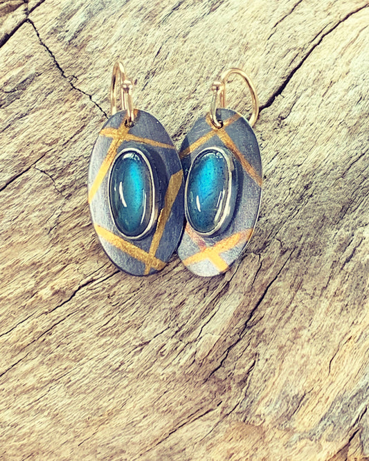 Labradorite Keum Boo Earrings