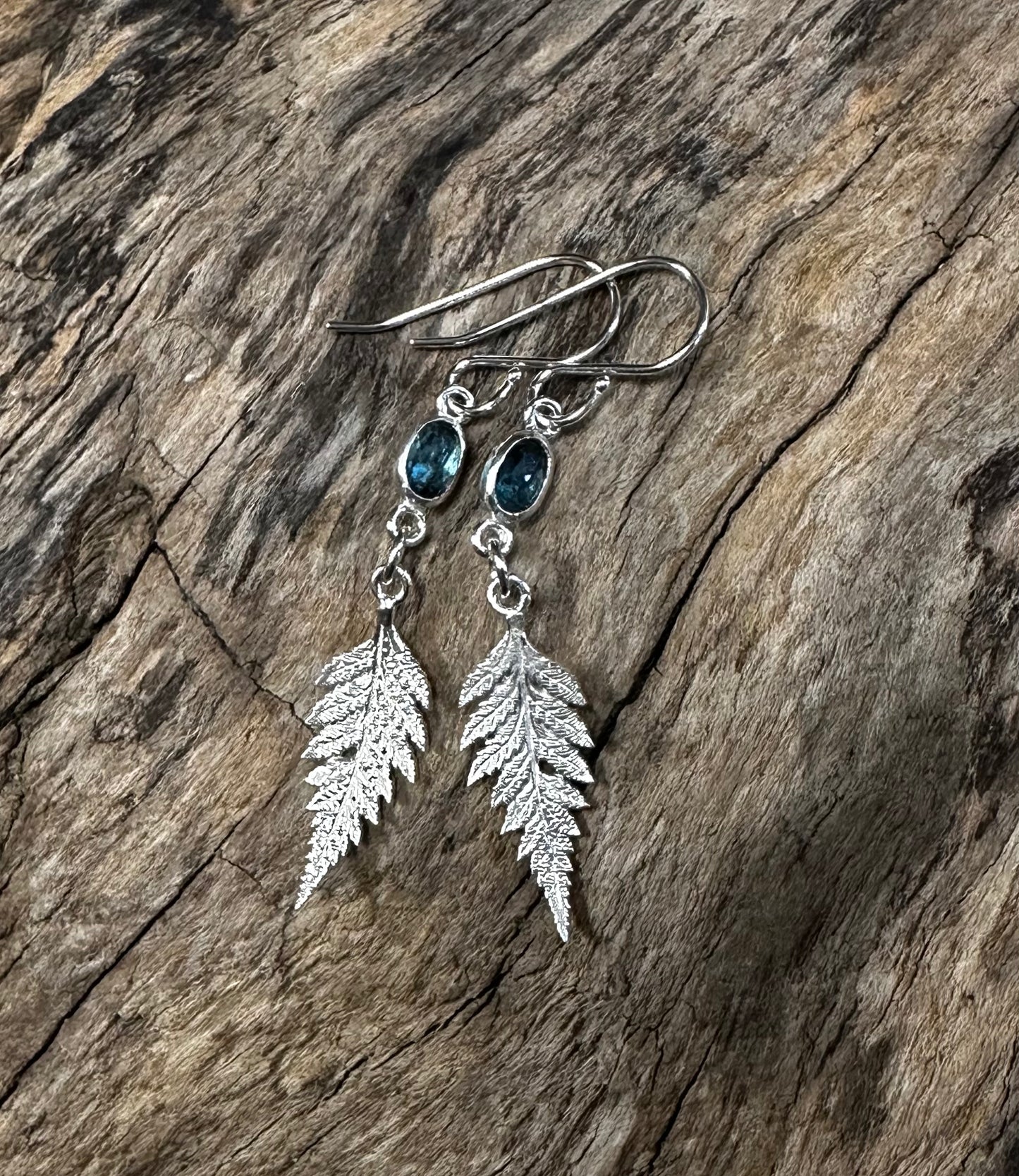 London Blue Topaz and Fern Dangles