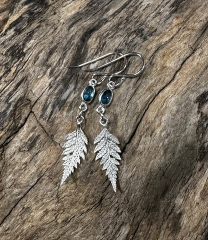 London Blue Topaz and Fern Dangles