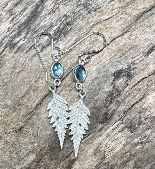 London Blue Topaz and Fern Dangles