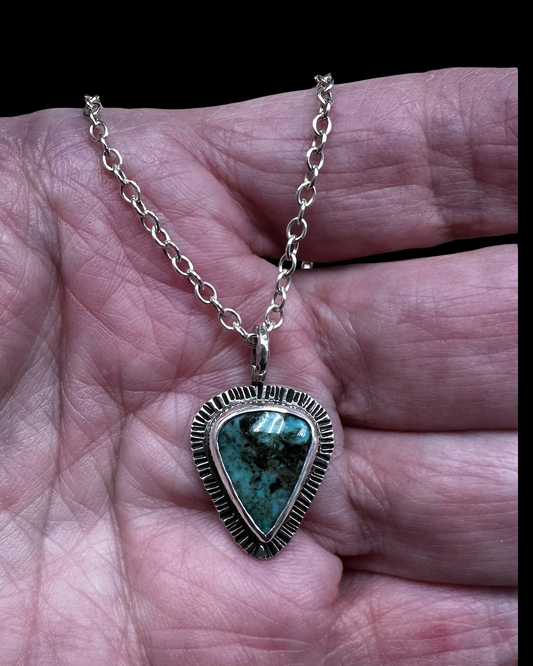 Textured Turquoise Pendant Necklace