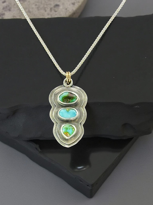 Sonoran Gold Turquoise Trio Necklace