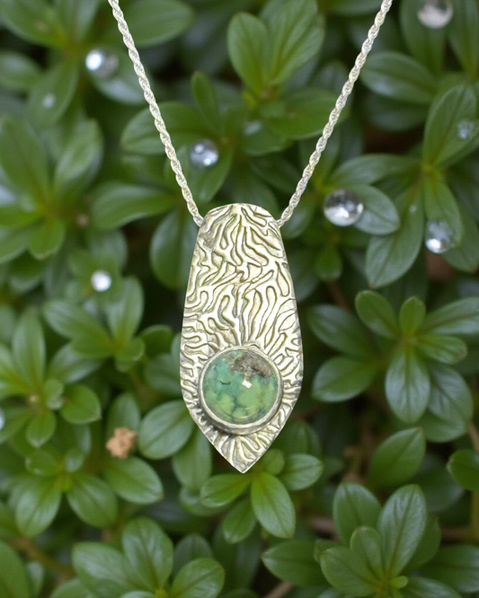 Stunning Turquoise on Textured Pattern Pendant
