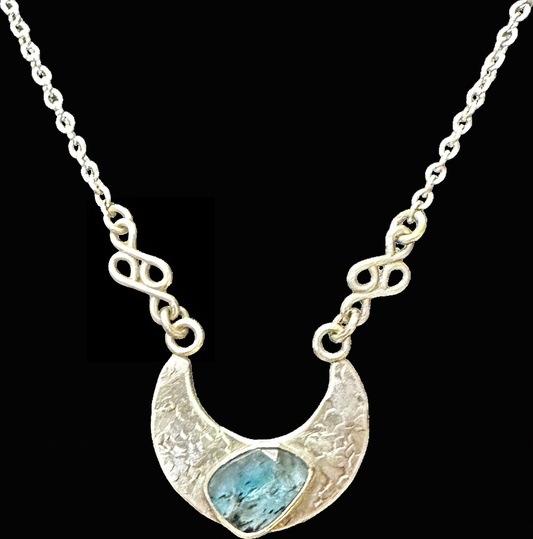 Teal Moss Kyanite Crescent
