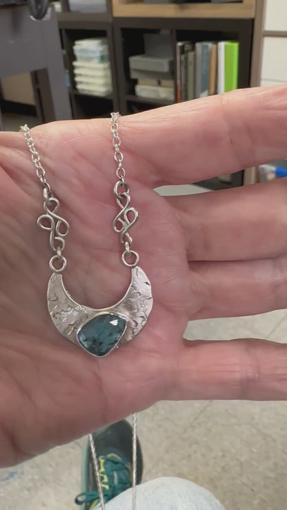 Teal Moss Kyanite Crescent