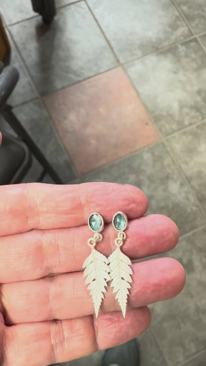 London Blue Topaz Studs with Fern Drops