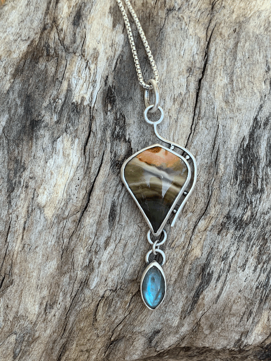 Polychrome Jasper Pendant with Labradorite drop