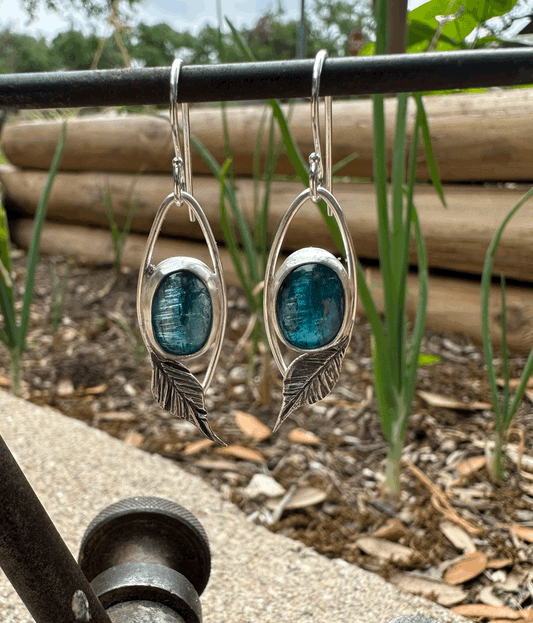 Paraiba Kyanite Leaf Drop Earrings